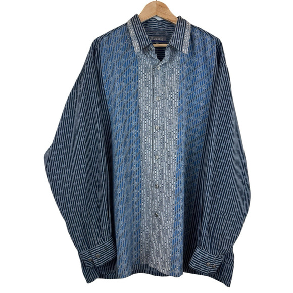 Bassiri Limited‎ Collection Shirt Mens 2XL XXL Blue Abstract Casual Geometric - Picture 1 of 7